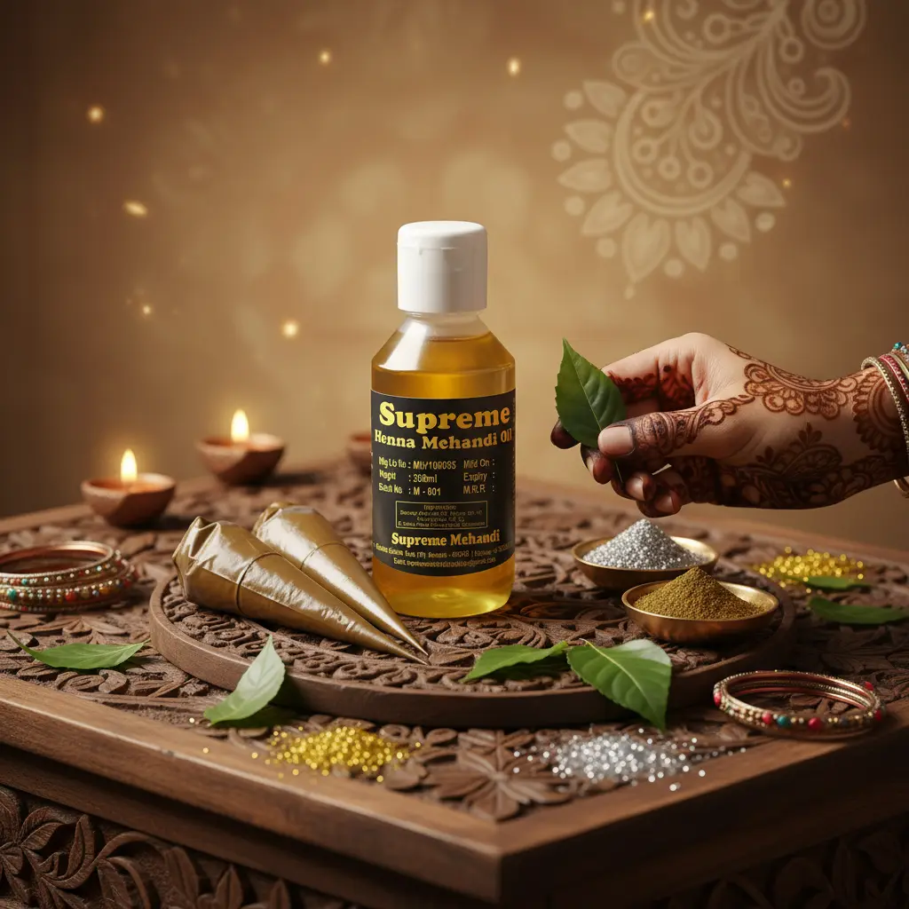 Supreme Henna Mehndi Oil – Natural Dark Color Enhancer for Mehndi | Long Lasting Stain Booster - Image 5