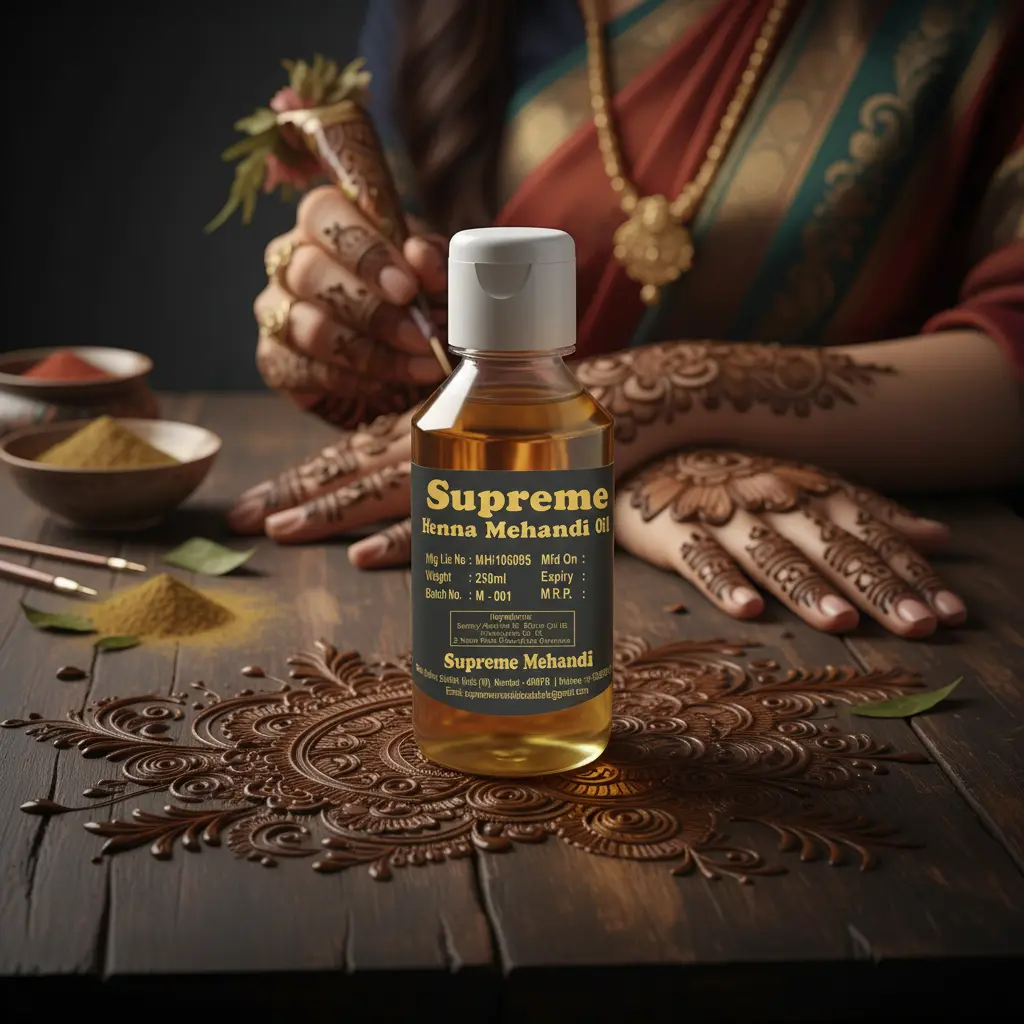 Supreme Henna Mehndi Oil – Natural Dark Color Enhancer for Mehndi | Long Lasting Stain Booster - Image 4