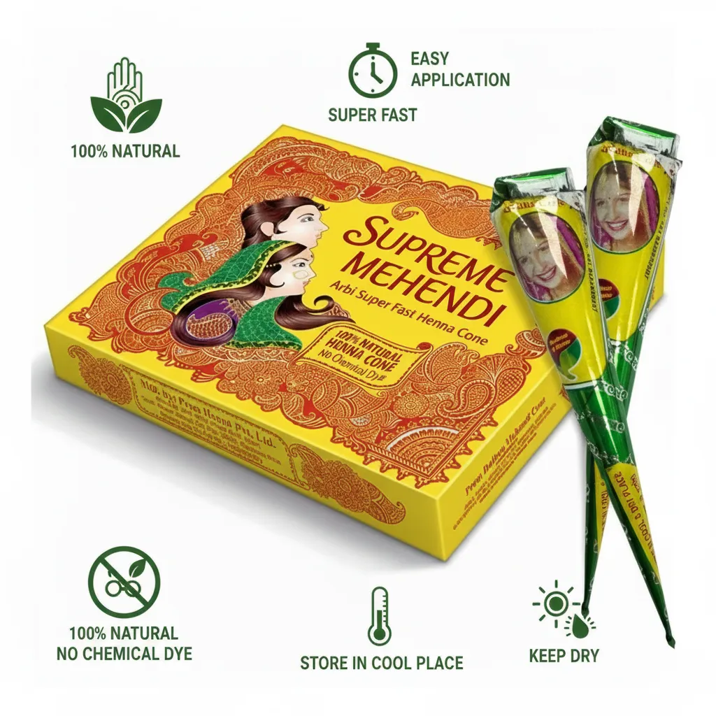 Supreme Mehendi Henna Cone | 100% Natural | Dark Color | Ready to Use - Image 5
