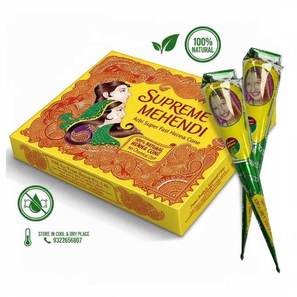 Supreme Mehendi Henna Cone | 100% Natural | Dark Color | Ready to Use - Image 2