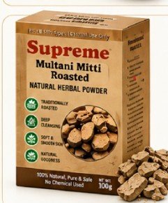 Supreme Multani Mitti Roasted Powder 100g | Natural Herbal Face Pack Powder | Roasted Multani Mitti | For Oily & Dry Skin | Deep Cleansing Skin Care
