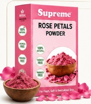 Supreme Rose Petals Powder 100g | Natural Rose Petal Powder | Herbal Skincare Powder | Face Pack & Skin Care | Refreshing & Soothing Rose Powder