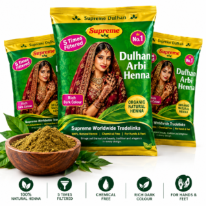 Supreme Dulhan Arbi Henna for Hands & Feet | 100% Natural 5 Times Filtered Henna Powder | Ultra Fine Texture | Rich Dark & Long-Lasting Colour | Bridal, Arabic & Traditional Mehndi